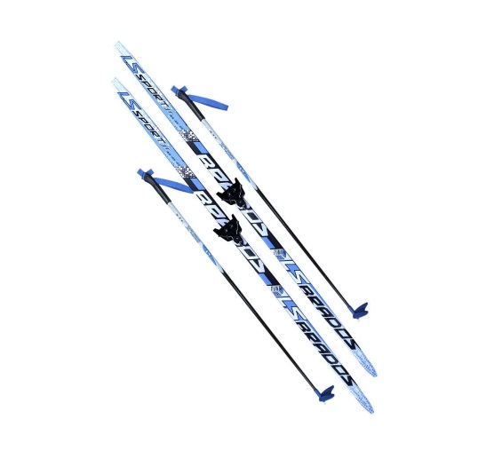 Комплект беговых лыж STC Brados LS Sport 3D без насечек черный/синий, 200
